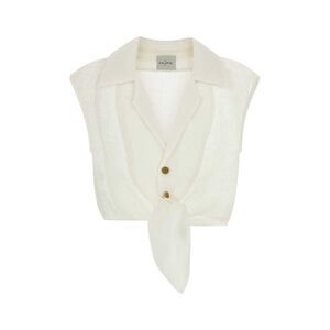 Le Kasha Women White Linen Sanabo Top